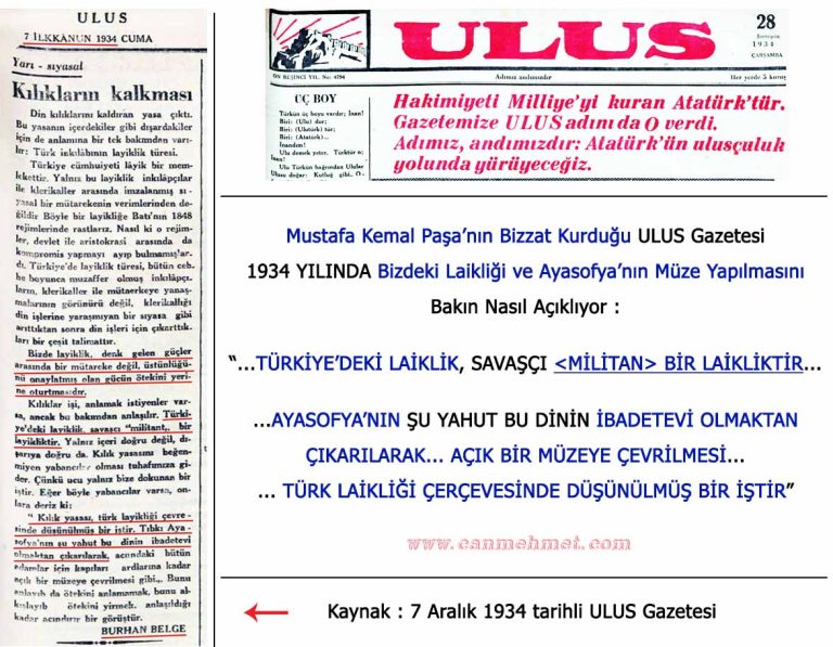 BİZDEKİ LAİKLİK VE AYASOFYANIN MÜZE OLMASI