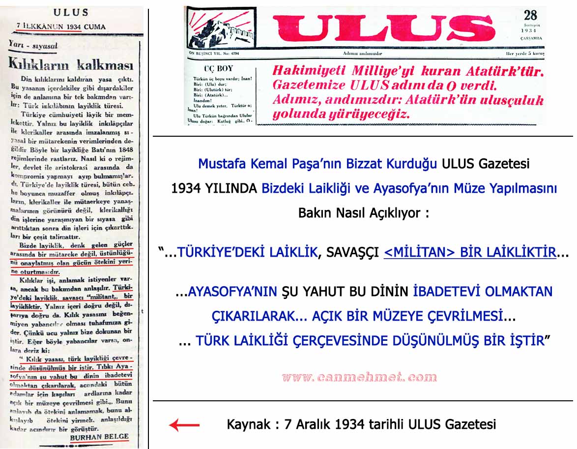 BİZDEKİ LAİKLİK VE AYASOFYANIN MÜZE OLMASI