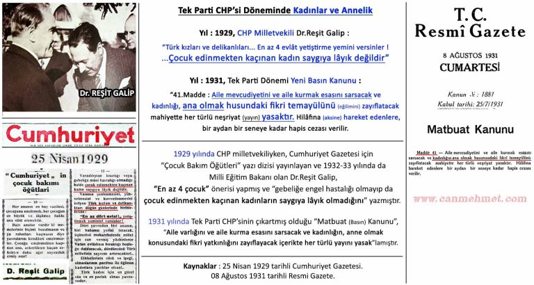 CHP LİLERİN KADINLARA ANNELİK ÖĞÜDÜ REŞİD GALİP -kadınlar-annelik-