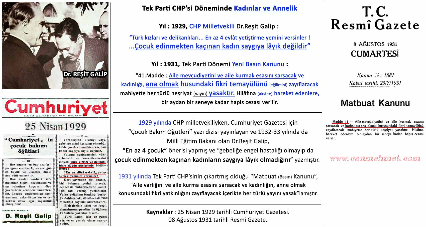 CHP LİLERİN KADINLARA ANNELİK ÖĞÜDÜ REŞİD GALİP -kadınlar-annelik-