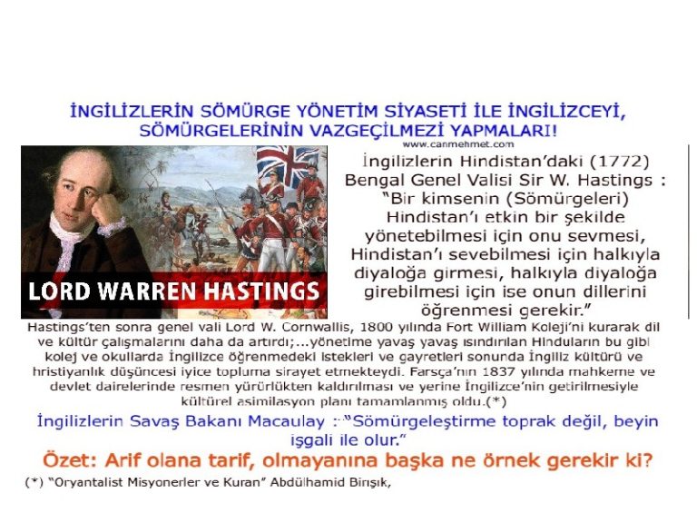 ingilizler-sömürme aracı-kültür-eski dilin kaldırılması ingilizce getirilmesi