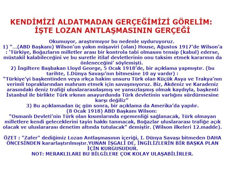Lozan antlaşmasının gerçeği