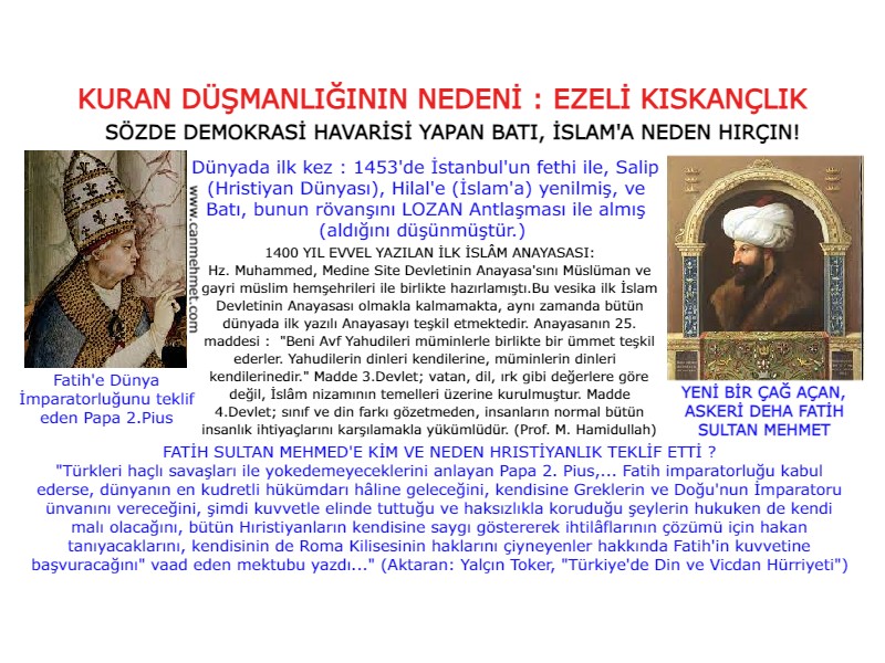 NEDEN KURAN DÜŞMANLIĞI FATİH-PİUS