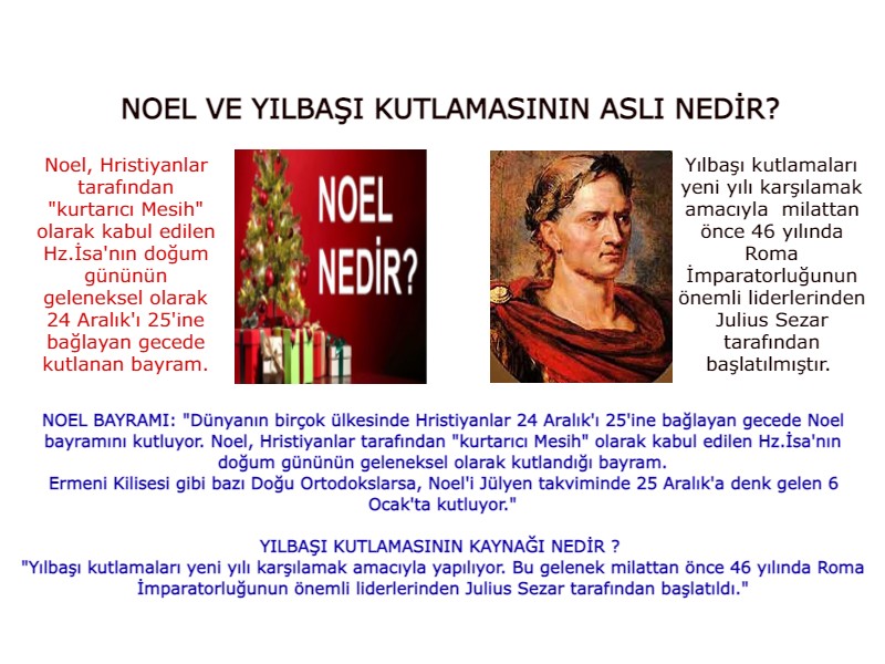 Noel meselesinin aslı yılbaşı