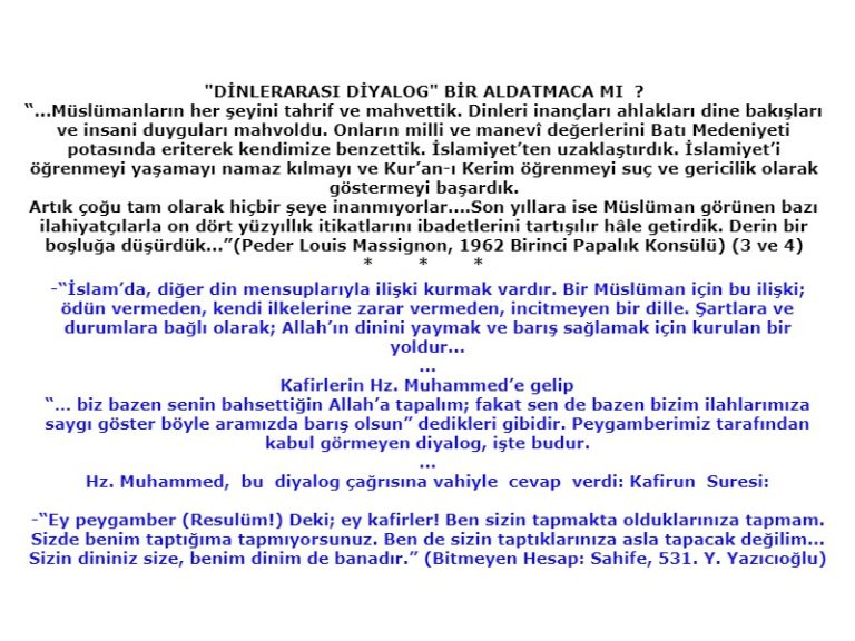 dinlerarası diyalog -Batılılaşmak -misyonerlik