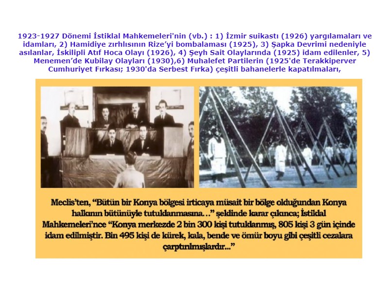 İstiklal mahkemesi ve olayları 1923-1927