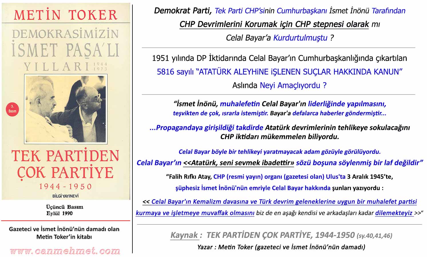 CHP DEMOKRAT PARTİYİ Mİ KURDU metin-toker-dp-yi-inönü-mü-kurdurttu